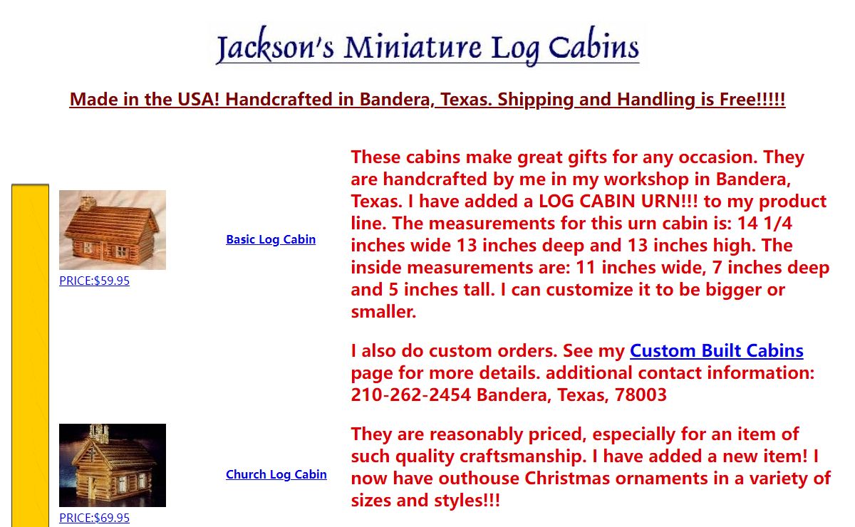 Jackson's Miniature Log Cabins