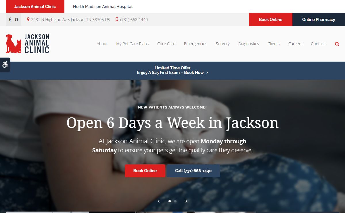 Welcome to Jackson Animal Clinic | Open 6 Days a Week in Jackson, TN | Book Online