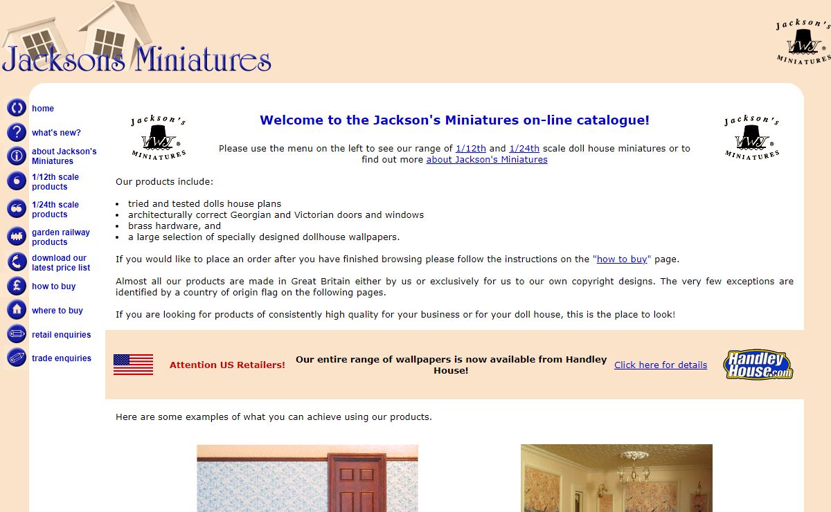 Jackson's Miniatures British made 1/12th and 1/24th scale doll house miniatures