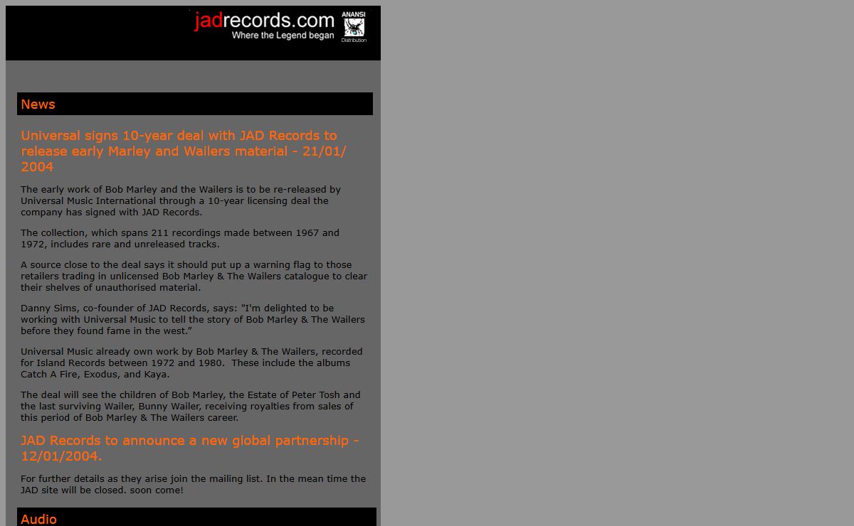 Bob Marley, JAD Record's Bob Marley Reggae Rasta Site!