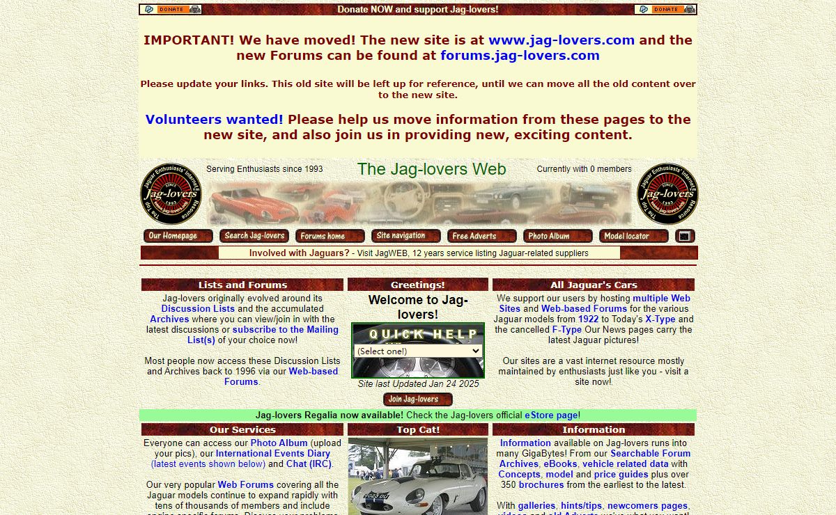 Jag-lovers - the Jaguar Enthusiasts' premier Internet site