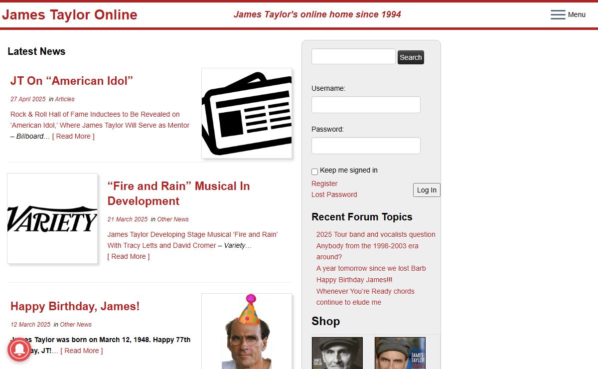 James Taylor Online – James Taylor's online home since 1994