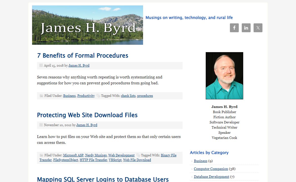 James H. Byrd – Musings on writing, technology, and rural life