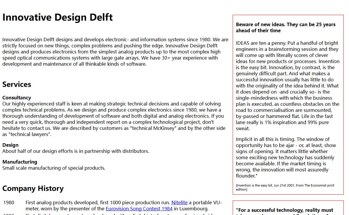 IDD, Innovative Design Delft - Homepage
