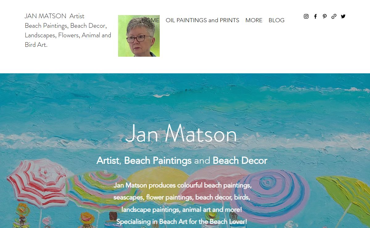 Jan Matson, Artist of beach paintings, coastal decor, flowers and animal prints | beach paintings