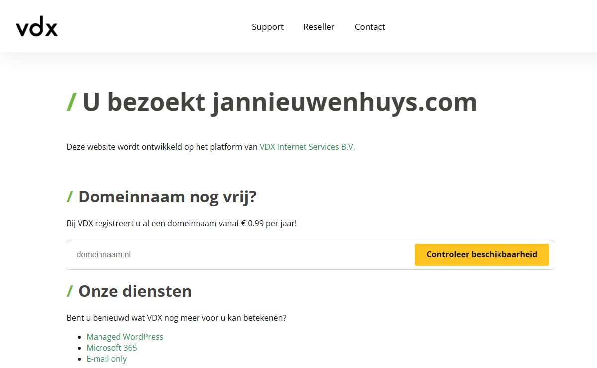 Deze website wordt ontwikkeld op het platform van VDX Internet Services B.V.