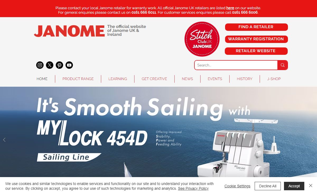 Janome UK & Ireland | Sewing Machines | Janome Centre, Southside, Bredbury, Stockport SK6 2SP