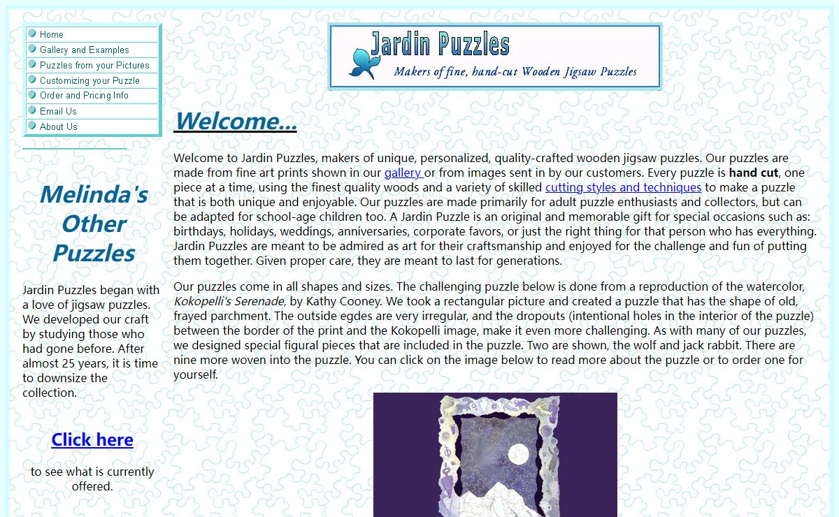 Jardin Puzzles - Maker of fine, hand-cut wooden Jigsaw Puzzles