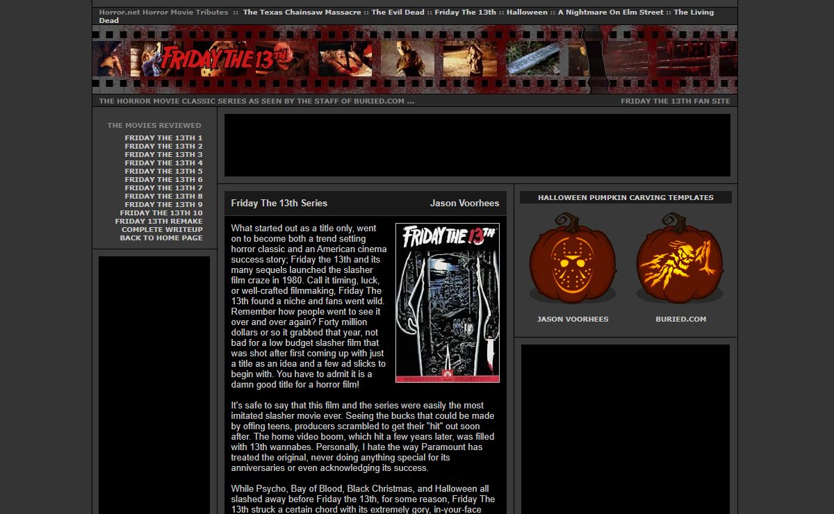 Friday The 13th Horror Movie Tribute Site - Unofficial Friday The 13th Fan Site - JasonVoorhees.com - Horror Movies