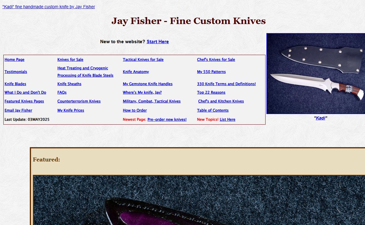 Jay Fisher: Knife Maker, Artist, Photographer, Writer; Home Page