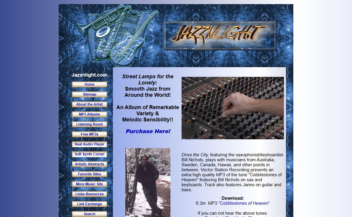 Jazznlight.com - Free MP3s, Smooth Jazz, Electronica, Techno, Acid Jazz, Instrumental Rock, and Pop