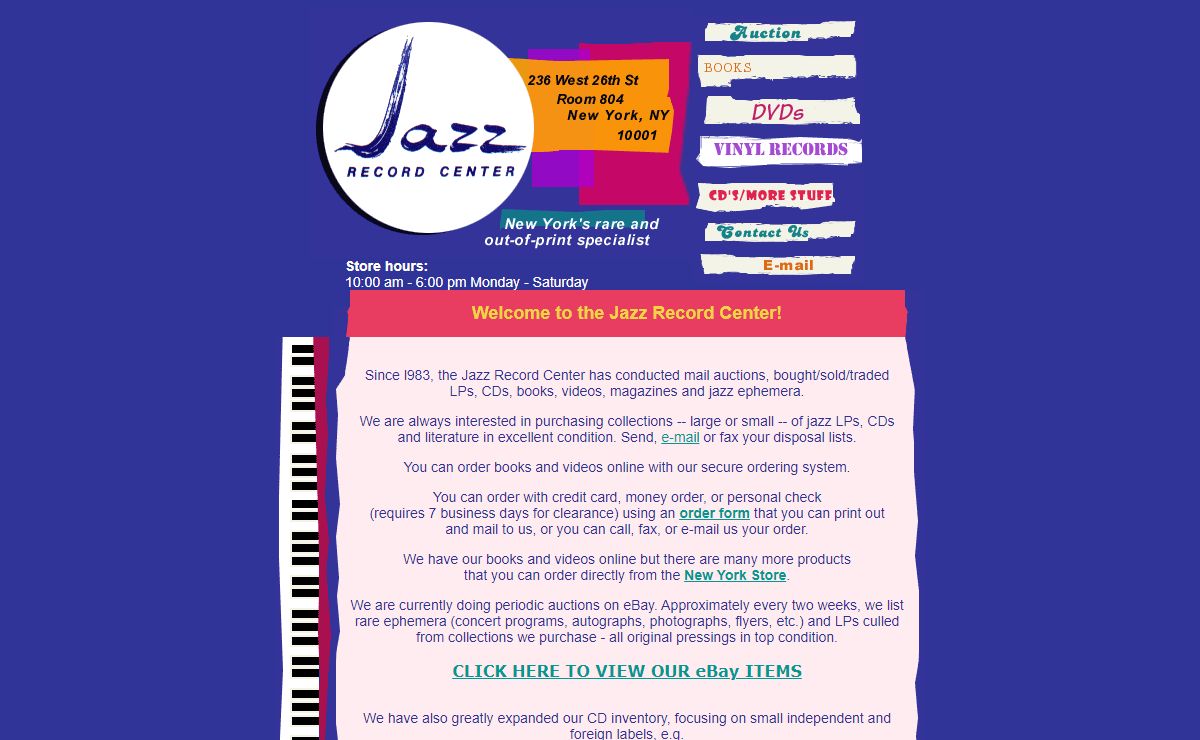 Jazz Record Center - LPs - CDs - blues - books - videos - magazines