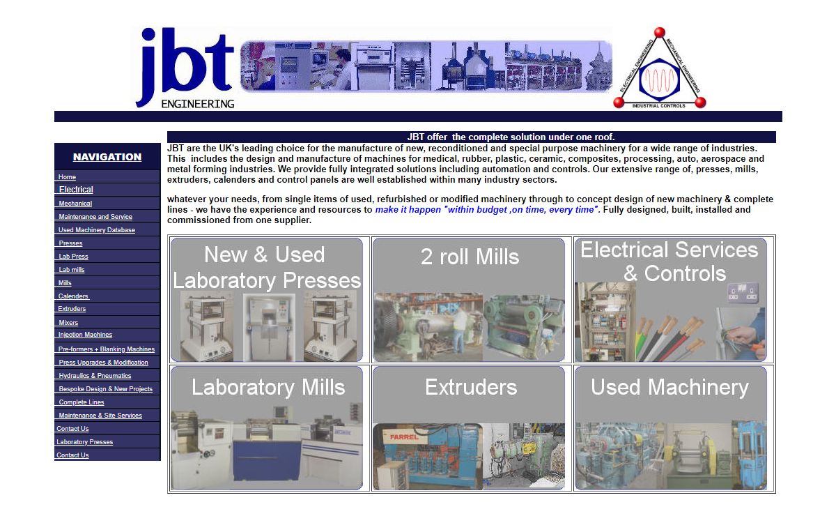 JBT Home Page - Machinery Design,Build and Refurbish