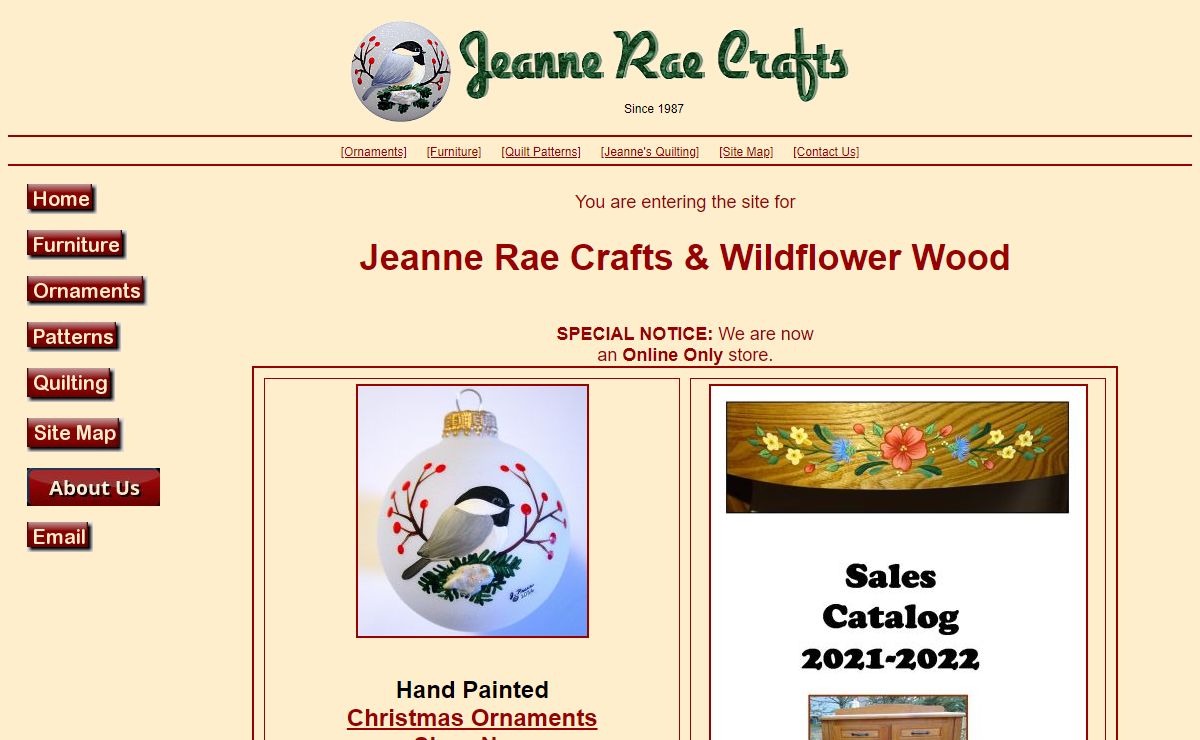 Jeanne Rae Crafts, Hand-painted Glass Ball Ornaments, Furniture, Quilt Patterns