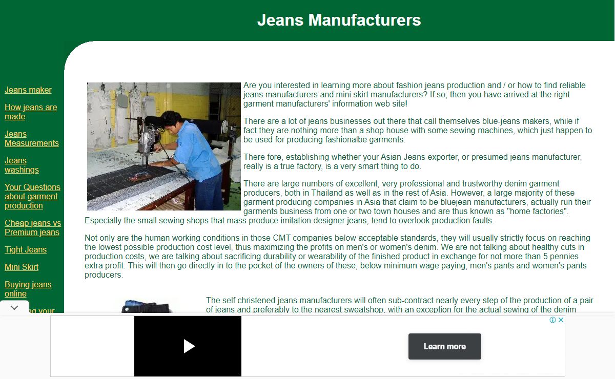 Jeans Manufacturers and how they make fashion jeans, mini skirts and tight jeans