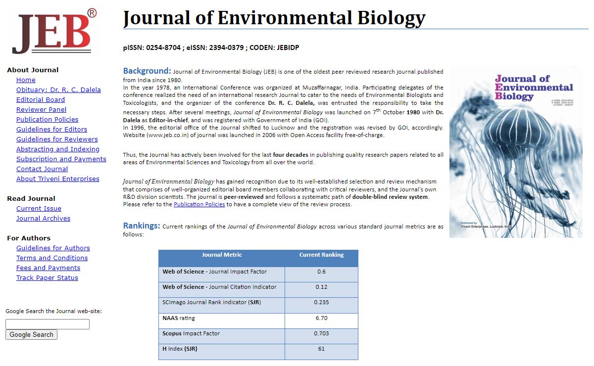 Journal of Environmental Biology