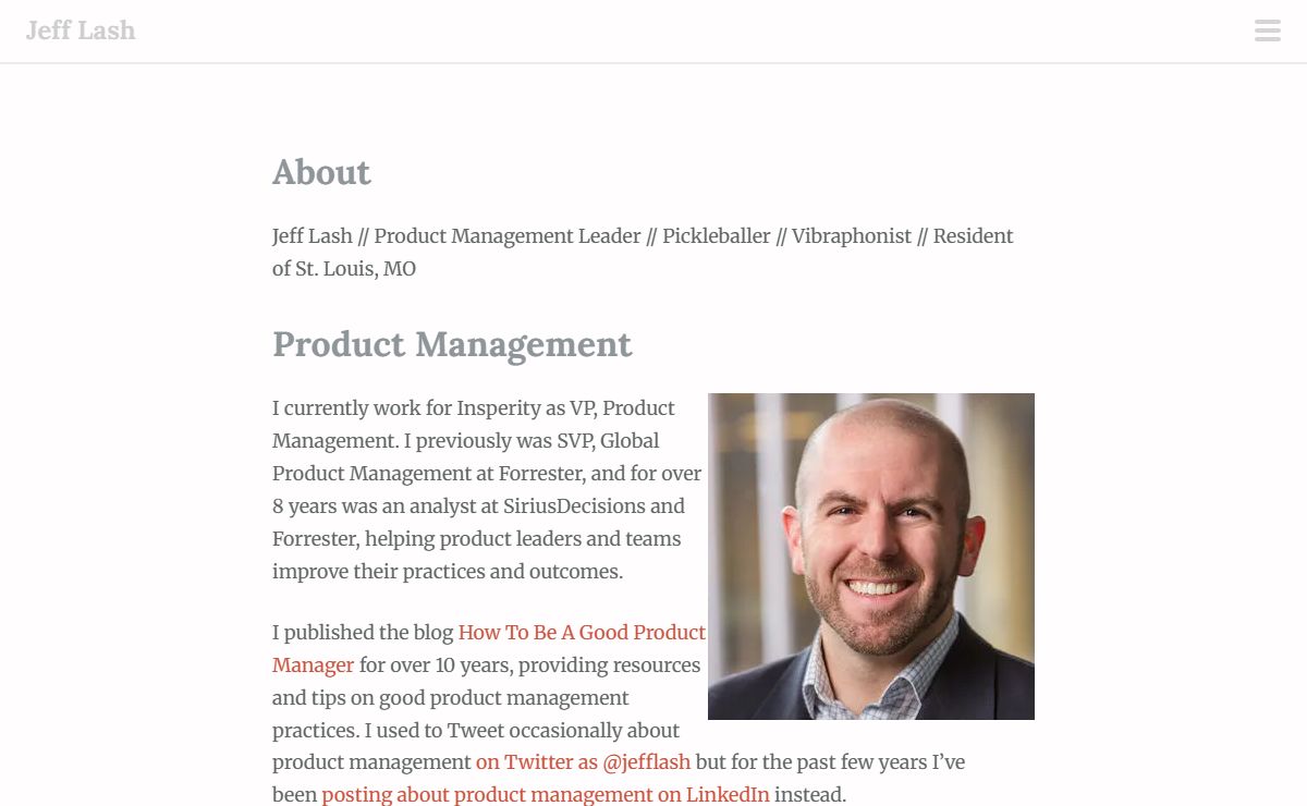 Jeff Lash – Product management / vibraphone / St. Louis, MO