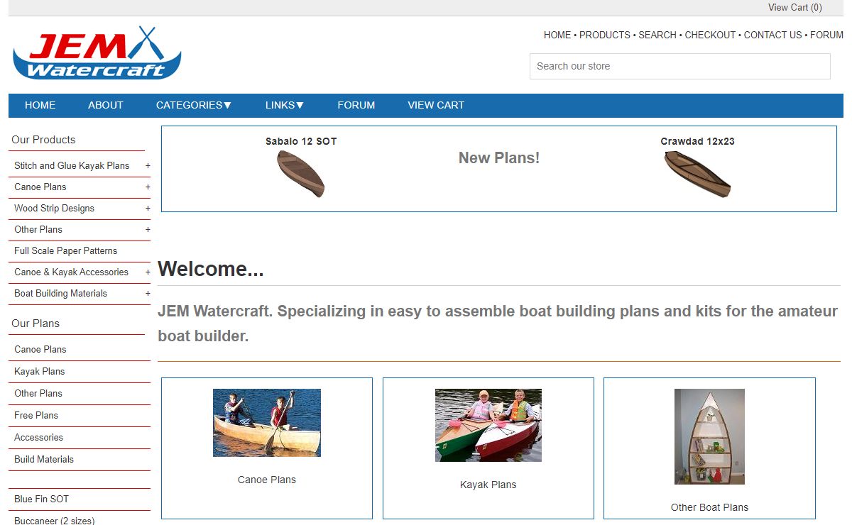 JEM Watercraft - Canoe Plans, Kayak Plans, other Boat Plans