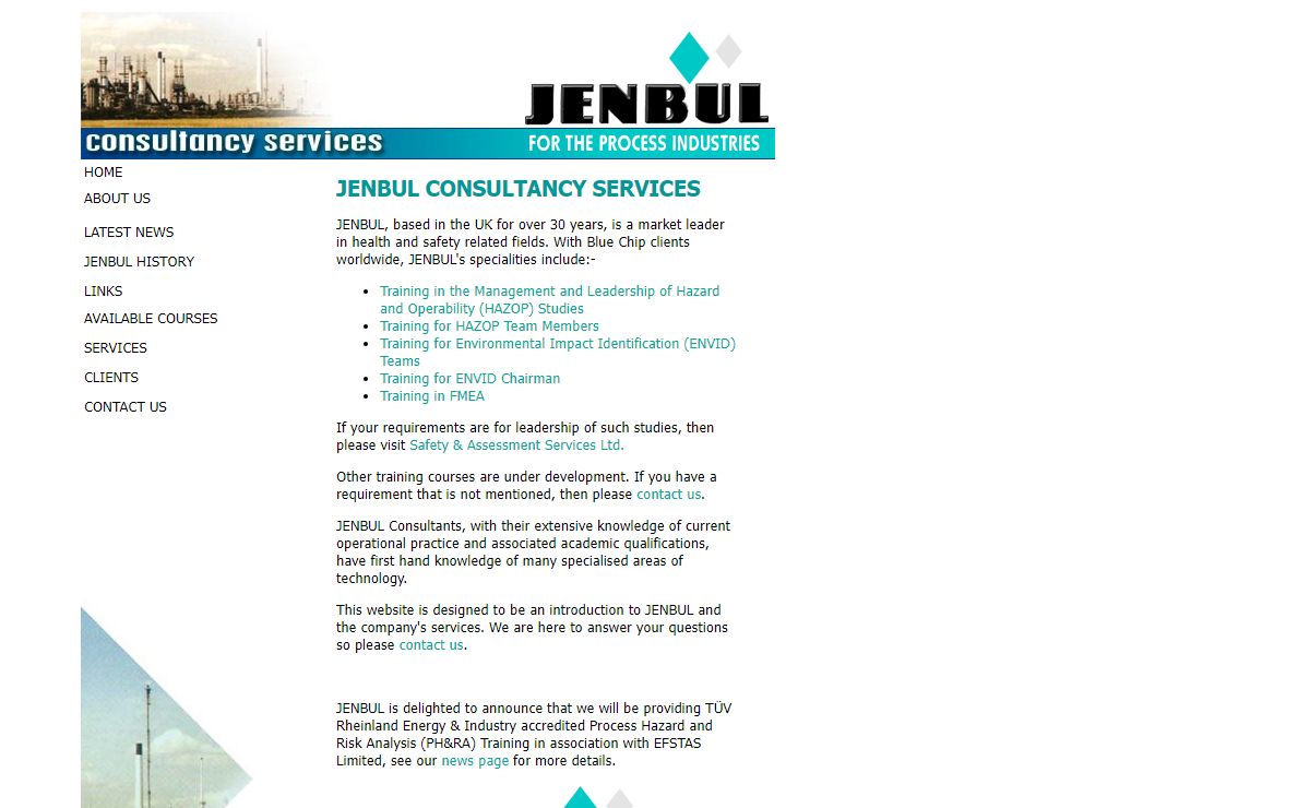 JENBUL Ltd - Process Risk Assessment Consultants, HAZOP Training and Delivery