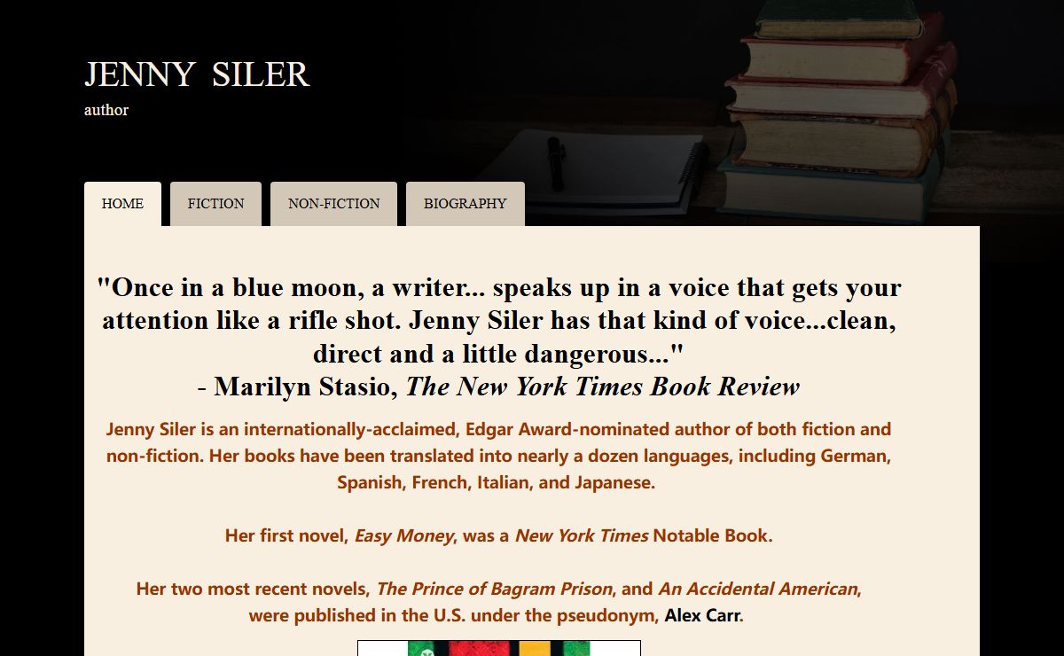 JENNY SILER - "Once in a blue moon, a writer... speaks up in a voice that gets your attention like a rifle shot. Jenny Siler has that kind of voice...clean, direct and a little dangerous..." - Marilyn Stasio, The New York Times Book Review