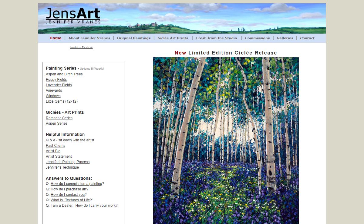 Aspen Paintings, Birch Tree Art, Contemporary Impressionism by Jennifer Vranes, Lavender Fields, Poppy Fields, Jens Art Landscapes
