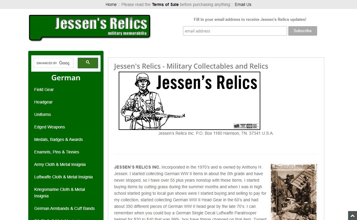 Jessen's Relics - Military Memorabilia, Collectables and Relics