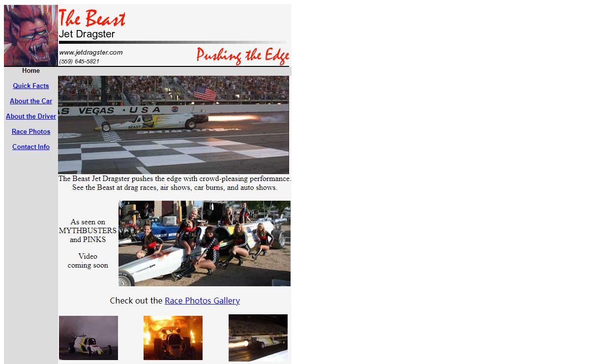 The Beast Exhibition Jet Dragster Online -- Home Page