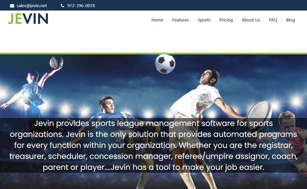 Jevin Sports League Management Software
