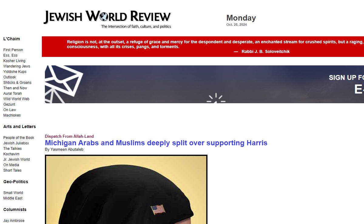 Jewish World Review: The intersection of faith, culture and politics