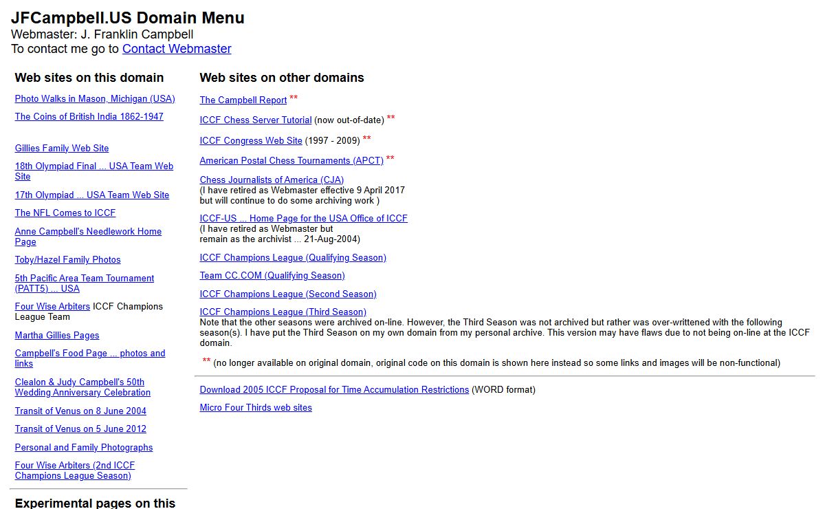 JFCampbell.US Home Page and menu