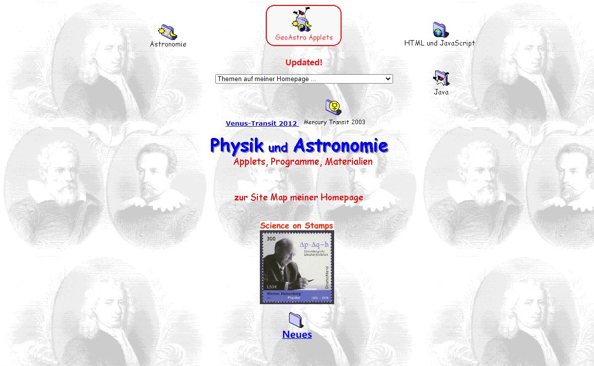 Physik und Astronomie: Applets, Materialien