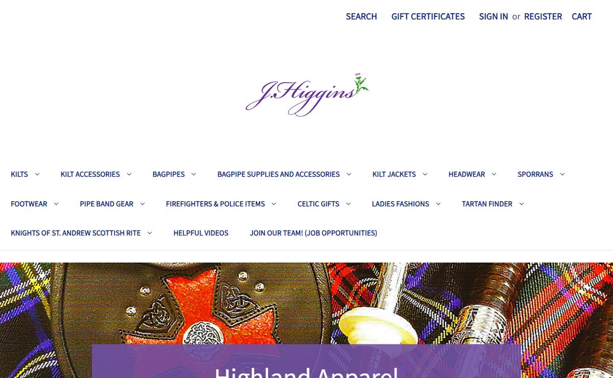 Kilts - Bagpipes | J. Higgins, Ltd.