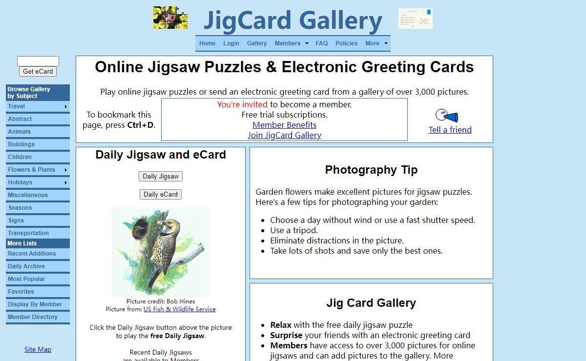 JigCard Gallery: online jigsaw puzzles & electronic greeting cards