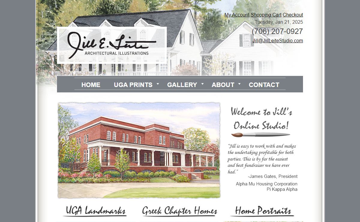 Jill Leite Studio | UGA prints - University of Georgia buildings drawn by Jill Leite