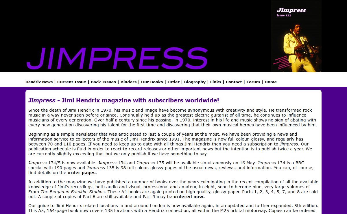 Jimpress Jimi Hendrix Magazine - Jimi Hendrix news & reviews & info
