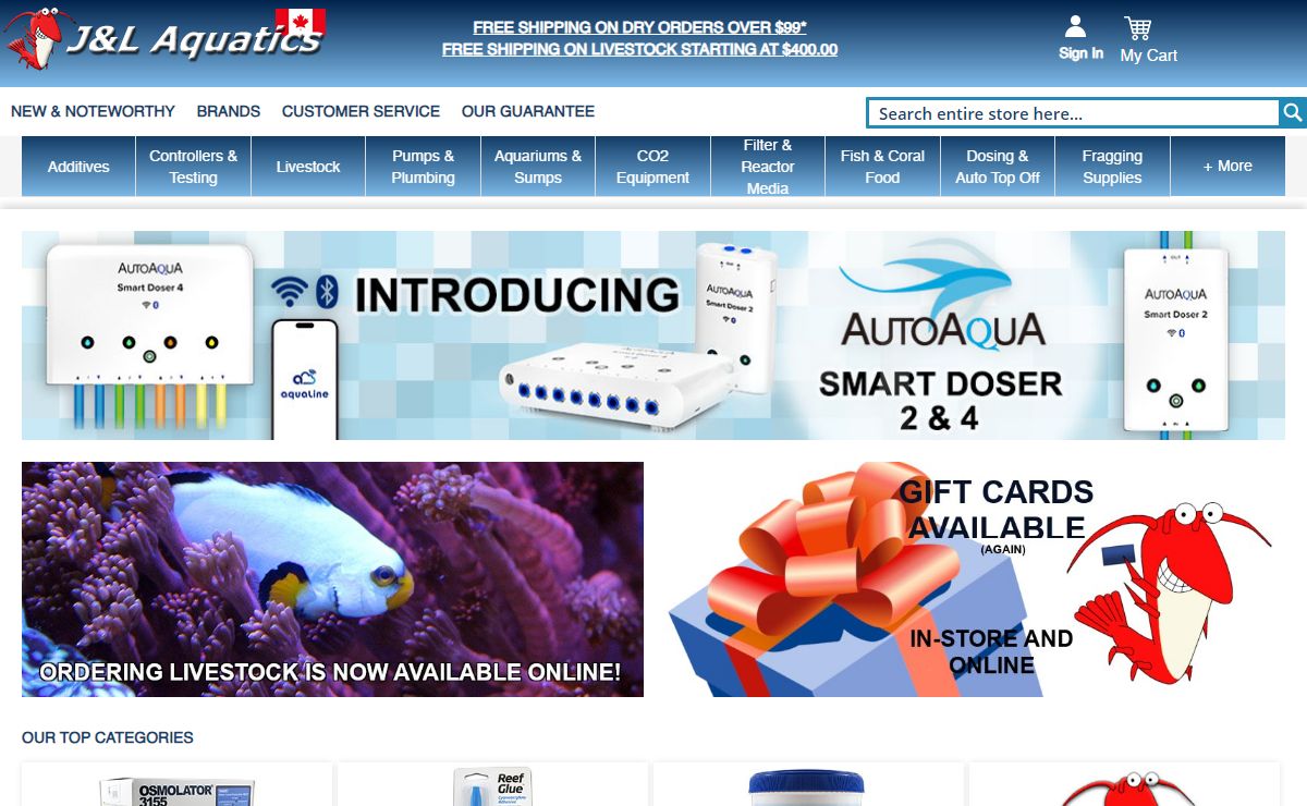 JL Aquatics - A Canadian aquarium store for livestock and reef supplies.