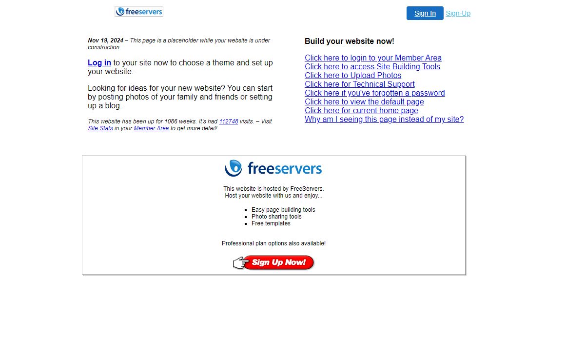 My Free website on FreeServers
