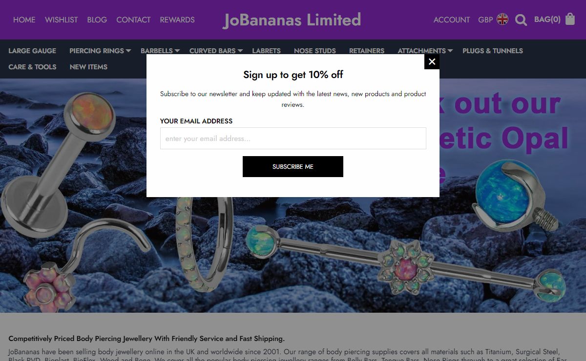 Body Jewellery at JoBananas - UK Body Piercing Jewellery - Large Gauge Jewellery - Huge Choice