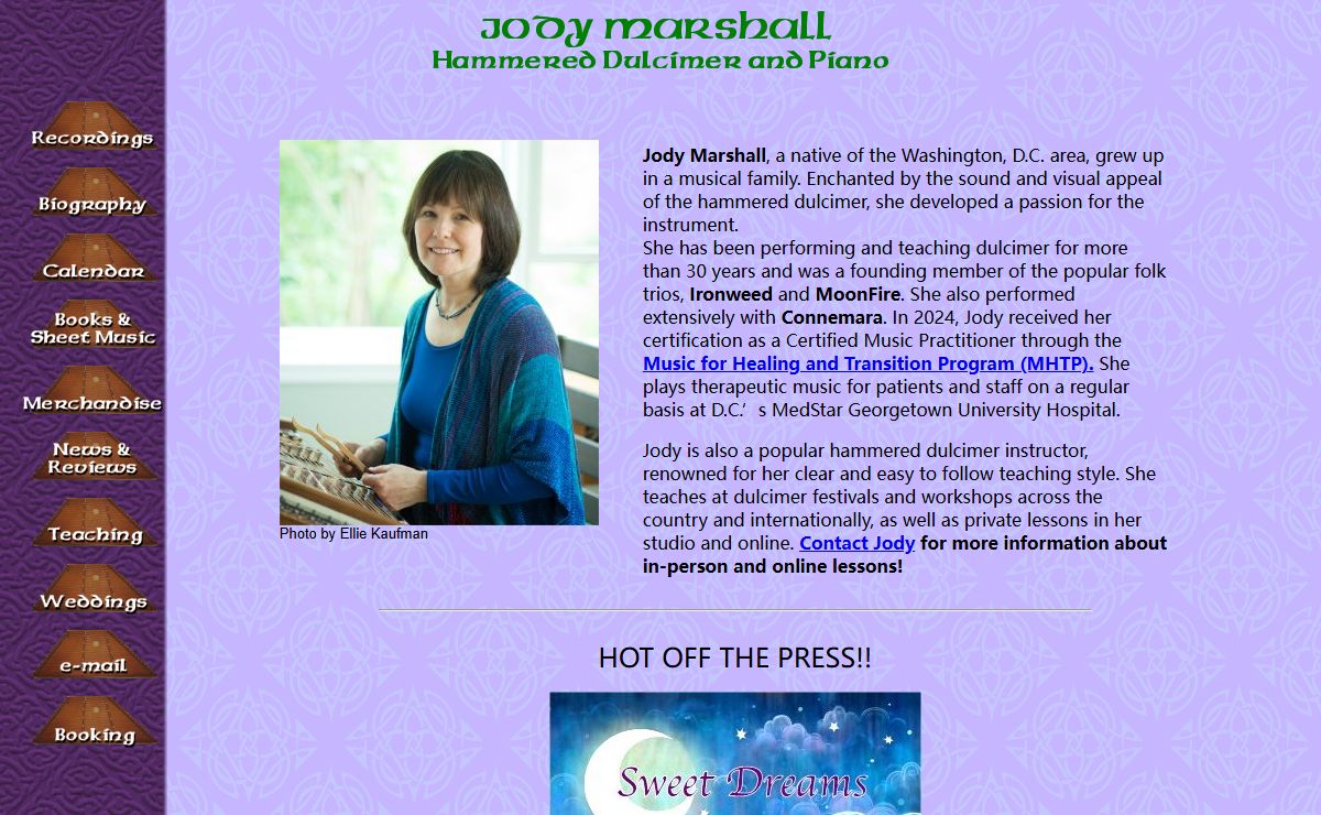 Jody Marshall - Hammered Dulcimer Performer and Teacher, Celtic, Folk, Music, Moonfire, Concerts and Weddings