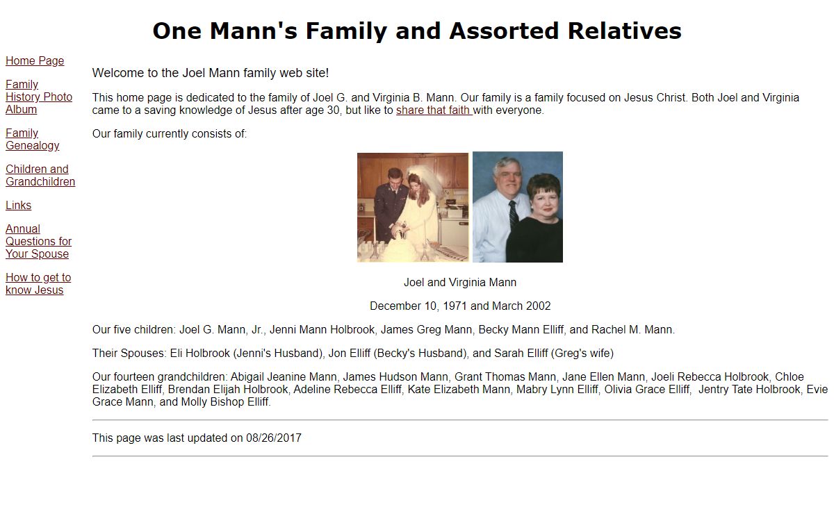 The New Joel Mann Family Home Page