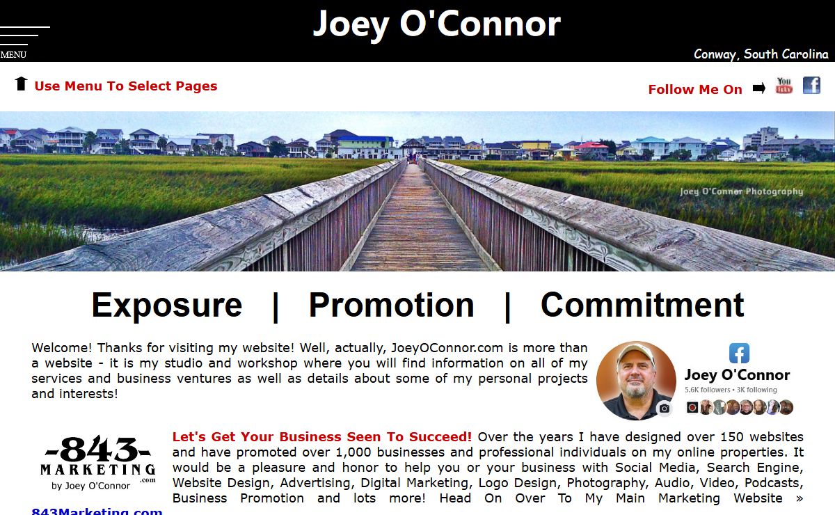 Joey O'Connor : Marketing : Advertising : Photography : Website Design & Development : Sound Technician : Music : Golf : Buick Book : Conway South Carolina