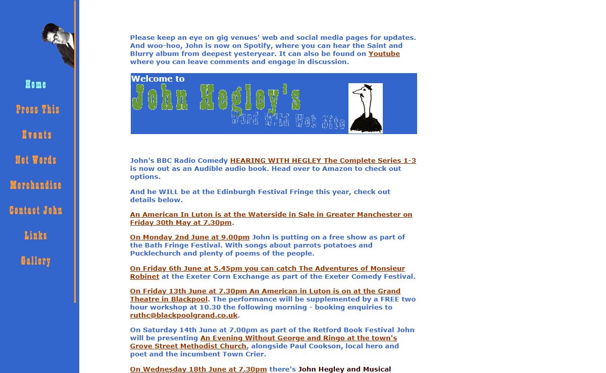 John Hegley's Word Wild Web Site