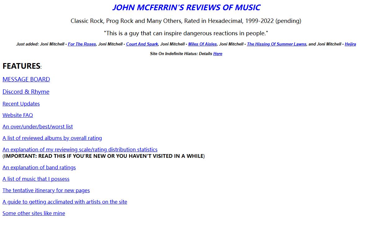 John McFerrin's Rock and Prog Reviews