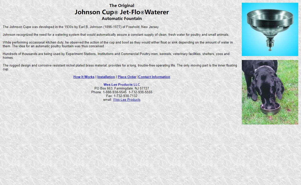 Wes-Lee Products - Johnson Cup® - equipment for use in veterinary facilities, farms, kennels, shelters, zoos and agriculture