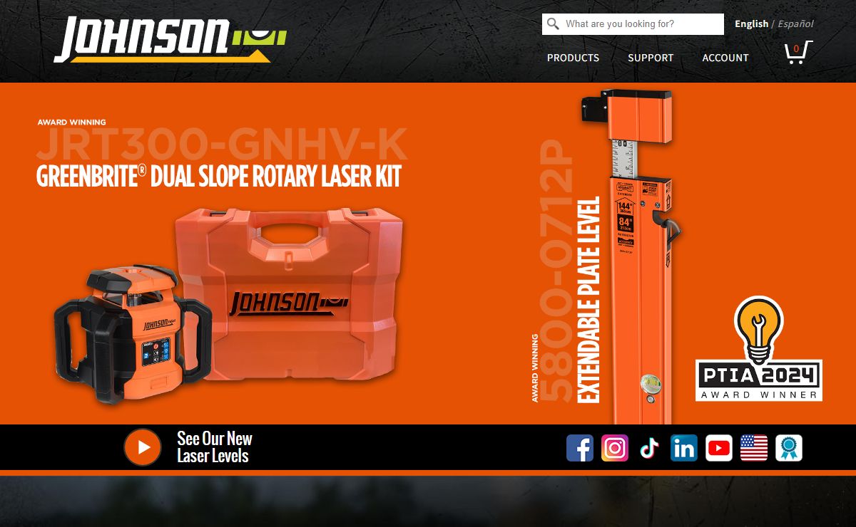 Levels | Laser Levels | Rotary Laser Levels | Construction Measuring Tools | Spirit Level | Builder Levels | Johnson Level & Tool Mfg Company