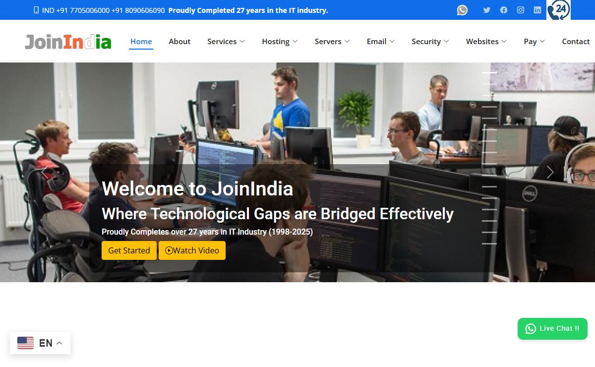 JOININDIA.COM:::: JOININDIA WEB SOLUTION PROVIDER ::: Celebrating 24th. Anniversary Special 50% DISCOUNT::: Domain Reg., Hosting, E-commerce, Dedicated Server