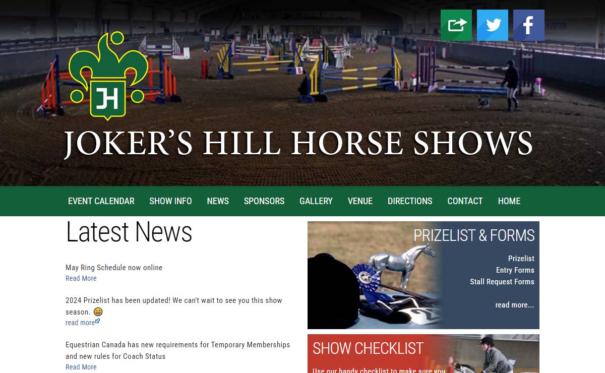 Jokers Hill Hunter Jumper Bronze Schooling Silver Trillium Shows Toronto GTA Equestrian Competitions Horse Show Prizelists Schedule Entry Forms Grand Prix Showjumping