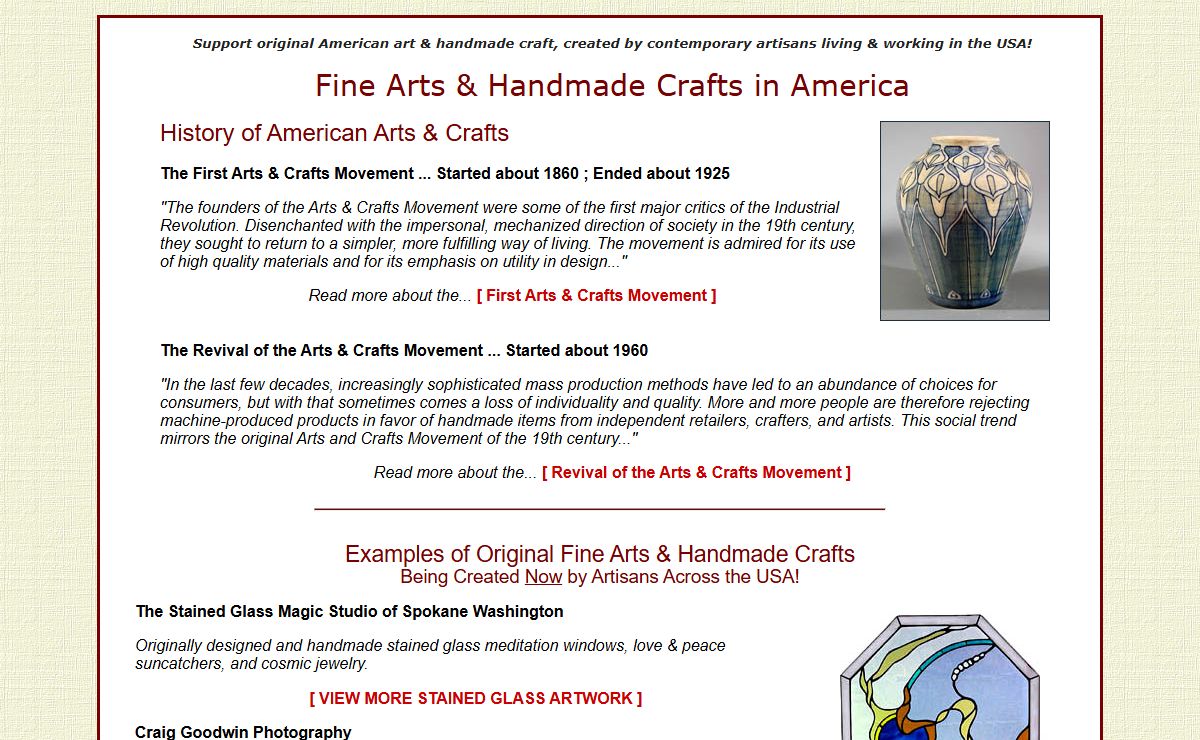 Original Fine Art & Handmade Craft - Galleries, Artists, Craftspeople & Collectors - Information & Resources