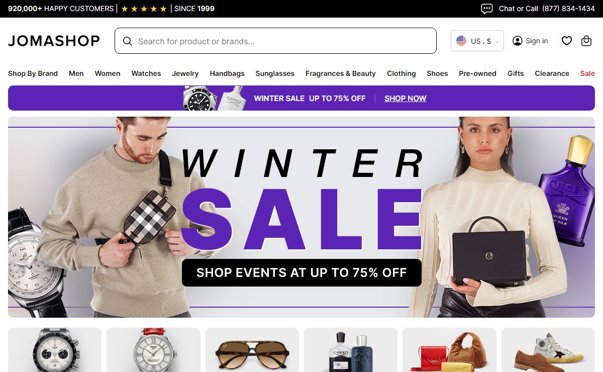 Jomashop.com: Online Shopping for Watches, Handbags, Sunglasses, Apparel, Beauty, Shoes, Pens & More - Jomashop
