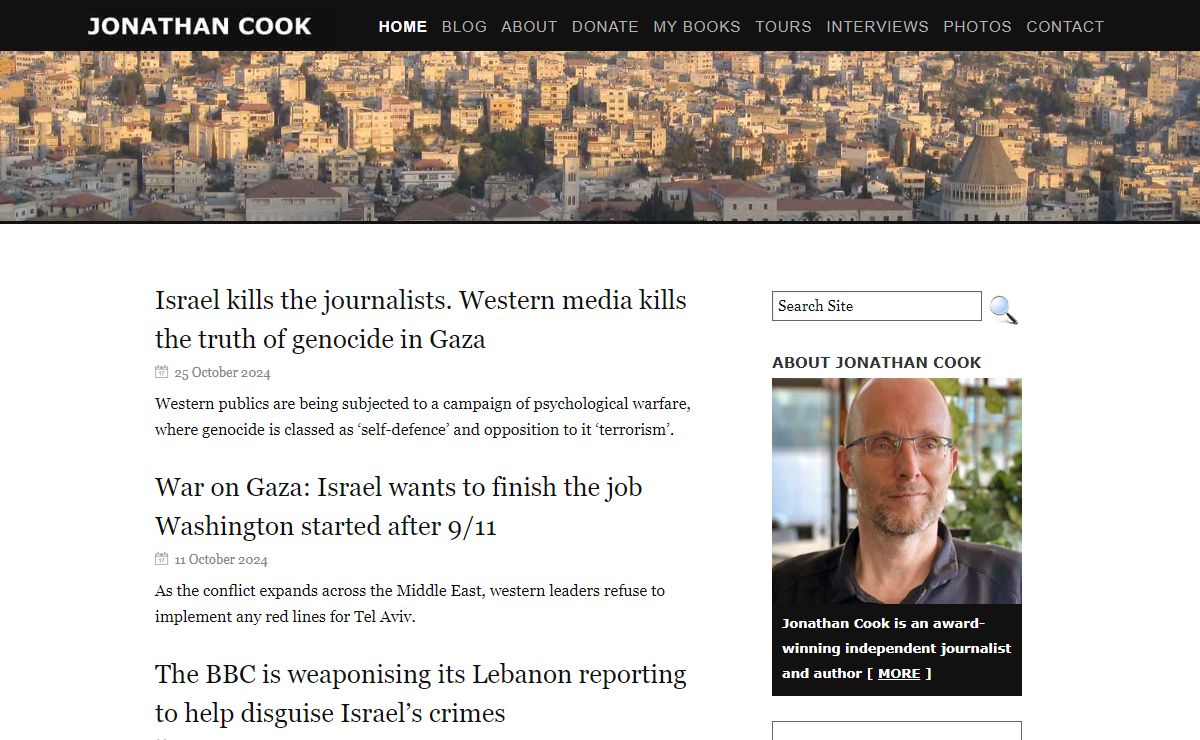 Jonathan Cook: Journalist reporting on Israel and Palestine